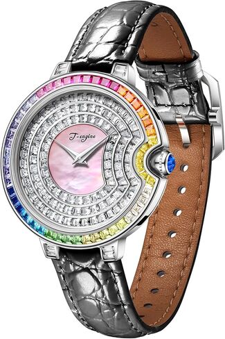 Luxury Women's Watch with Genuine Leather Strap, Diamond Inlay,Fashion Design - Elegant Watches for Ladies in Saudi Arabia