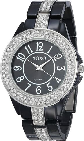 Accutime XOXO Women's XO5461 Rhinestone Accent Black Analog Bracelet Watch in Kuwait