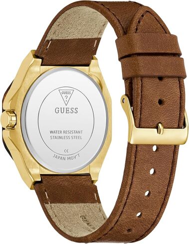 GUESS Multi-Tone and Brown Leather Multifunctional Watch in Saudi Arabia