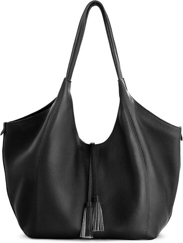 befen Soft Genuine Leather Slouchy Tote Bag for Women Casual Work Hobo Bags Shoulder Handbag Travel Purse with Tassel in Saudi Arabia