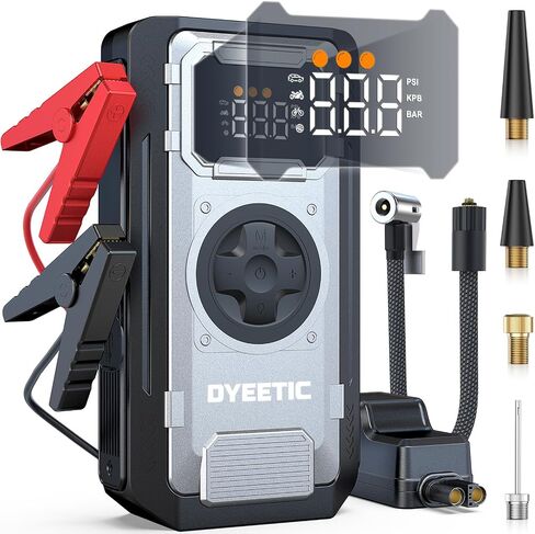7000A Car Jump Starter with Air Compressor,150PSI Car Battery Jump Starter with Tire Inflator,12V Pack Jump Box with Large Digital Display, 21800mAh Power Bank,Smart Jumper Cable in Kuwait