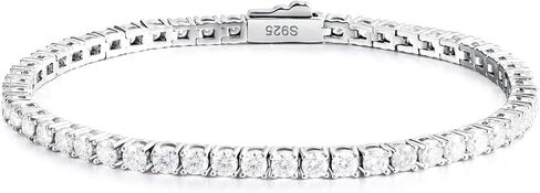 Moissanite Tennis Bracelet for Women 3mm White Gold Plated S925 Sterling Silver D Color VVS1 Round Cut Moissanite Bracelets Jewelry Gift Size 6.5Inch/7Inch (3 mm, 7 Inches) in Saudi Arabia