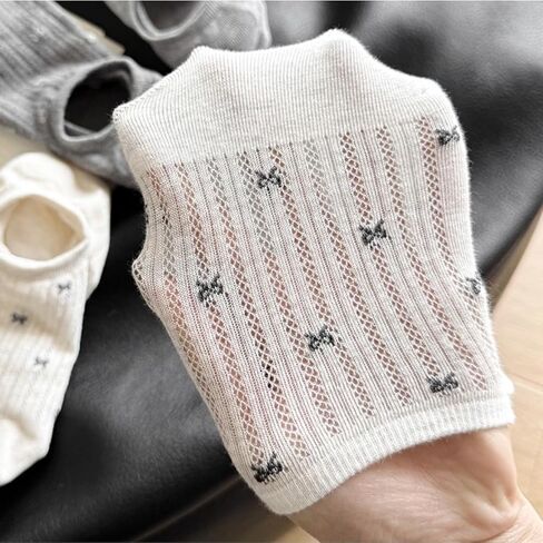 5-Pair Women’s Bow Pattern Ankle Socks, Summer Breathable & Soft Comfortable Socks, Non-Slip All-Match for Daily Casual Wear in Kuwait