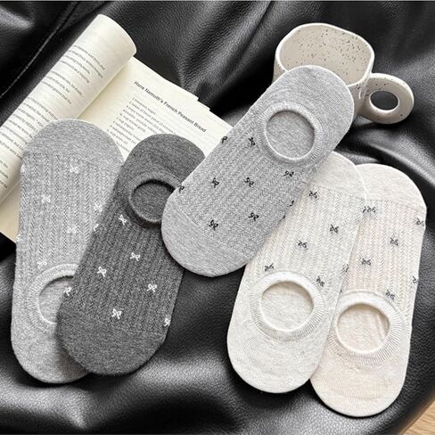 5-Pair Women’s Bow Pattern Ankle Socks, Summer Breathable & Soft Comfortable Socks, Non-Slip All-Match for Daily Casual Wear in Kuwait