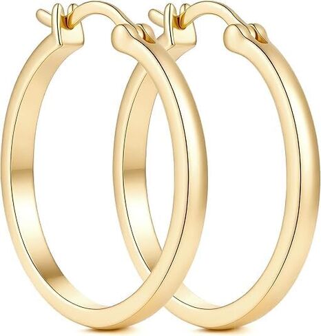14K Gold Hoop Earrings for Women Gold Earrings for Women Lightweight Classic Square Tube Earrings Women in Saudi Arabia