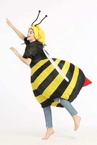 FUNNY COSTUMES Removable Headpiece Lightweight Inflatable Bee Costume, Blower Included, Adult Size in Saudi Arabia