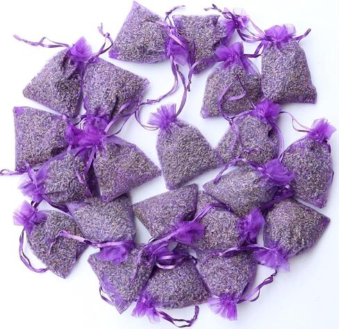 WEALD TRIBE Natural Sun Dried Lavender Sachets for Drawers Closets Wardrobes, 24 Packs Home Fragrance Fresh Air Bags (24) in Saudi Arabia