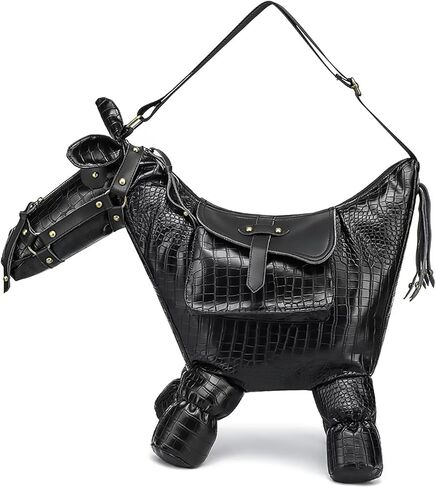 Men PVC Unique Novelty Western Cowboy Horse Shape Crossbody Shoulder Bag Steampunk Handbag Purse for Women in Saudi Arabia