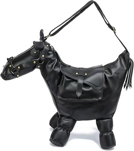 Men PVC Unique Novelty Western Cowboy Horse Shape Crossbody Shoulder Bag Steampunk Handbag Purse for Women in Saudi Arabia