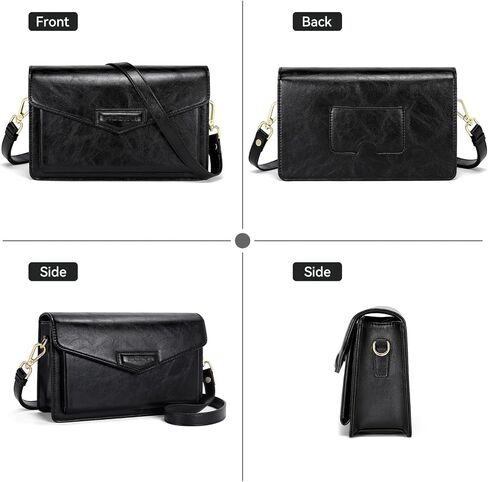 nuoku Crossbody Bag for Women Cellphone Small Little Purse with Credit Card Slots Lightweight Leather Wristlet Wallet, Black in Saudi Arabia
