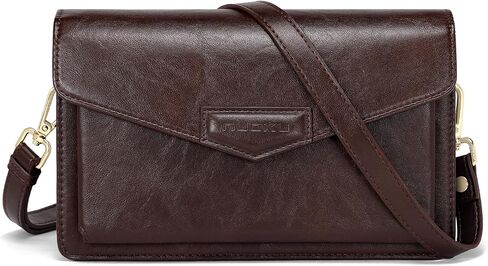 nuoku Crossbody Bag for Women Cellphone Small Little Purse with Credit Card Slots Lightweight Leather Wristlet Wallet, Black in Saudi Arabia