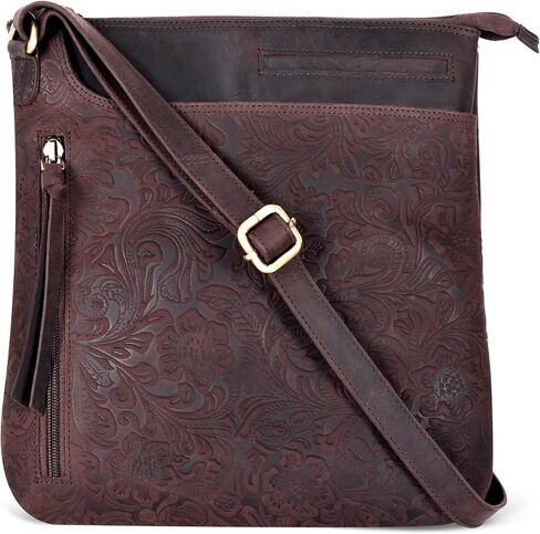 Leather Crossbody Bags for Women - Ladies Sling Handbags - Medium Cross body Purses Handbags - Purses For Women (Dark Brown) in Saudi Arabia
