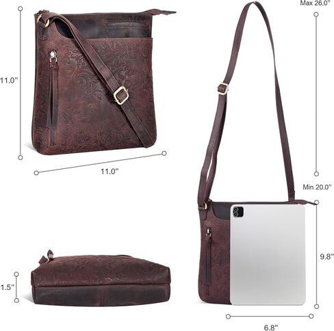 Leather Crossbody Bags for Women - Ladies Sling Handbags - Medium Cross body Purses Handbags - Purses For Women (Dark Brown) in Saudi Arabia