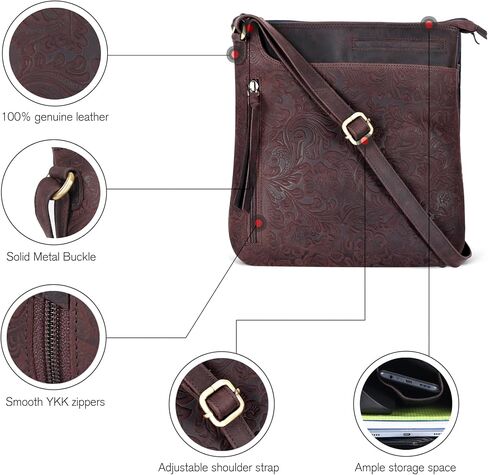 Leather Crossbody Bags for Women - Ladies Sling Handbags - Medium Cross body Purses Handbags - Purses For Women (Dark Brown) in Saudi Arabia