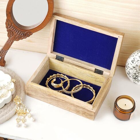 Ajuny Wooden Handcarved Decorative Jewelry Storage Box with Center Tree Carvings Multipurpose Treasure Chest Keepsake Travel Organizer Trinket Holder Boxes Gifts 10X6 Inch in Kuwait
