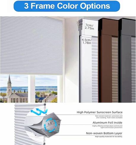 TIPIACE New Upgrade Rechargeable Motorized Skylight Blinds Full Blackout Fabric Cellular Honeycomb Shades Suitable for Roof Inclined Plane Room Windows (White 93021A) in Saudi Arabia