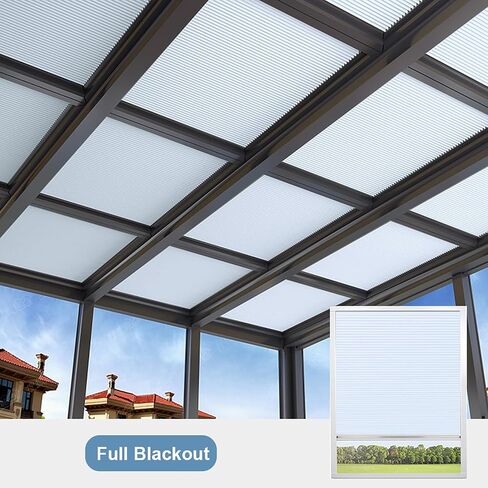 TIPIACE New Upgrade Rechargeable Motorized Skylight Blinds Full Blackout Fabric Cellular Honeycomb Shades Suitable for Roof Inclined Plane Room Windows (White 93021A) in Saudi Arabia