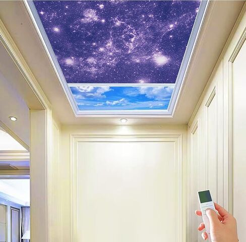 TIPIACE New Upgrade Rechargeable Motorized Skylight Blinds Full Blackout Fabric Cellular Honeycomb Shades Suitable for Roof Inclined Plane Room Windows (White 93021A) in Saudi Arabia
