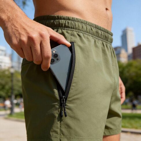 Men's Stretchy Athletic Shorts 100D Polyester Lightweight Durable for Outdoor Sports & Gym in Kuwait