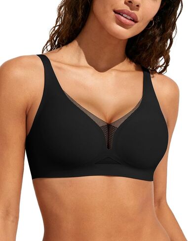 As Fairy Women’s Sexy Deep V Mesh Wireless Bra Seamless Bralettes, Soft Support Breathable Comfort Daily Wear Brassiere in Saudi Arabia