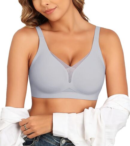 As Fairy Women’s Sexy Deep V Mesh Wireless Bra Seamless Bralettes, Soft Support Breathable Comfort Daily Wear Brassiere in Saudi Arabia