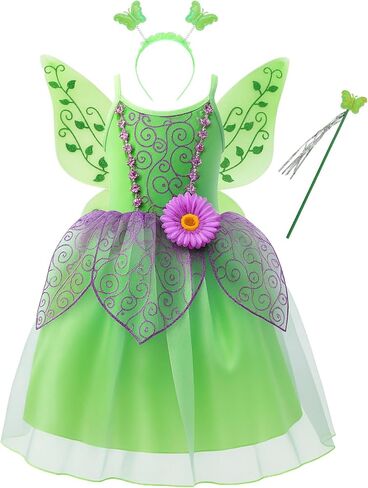 Princess Fairy Costume for Toddler Girls, Birthday Party Fairy Dress Up, Special Occasion Dress with Butterfly Wings in Saudi Arabia