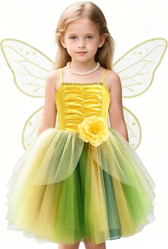 Princess Fairy Costume for Toddler Girls, Birthday Party Fairy Dress Up, Special Occasion Dress with Butterfly Wings in Saudi Arabia