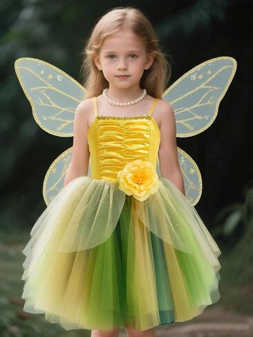 Princess Fairy Costume for Toddler Girls, Birthday Party Fairy Dress Up, Special Occasion Dress with Butterfly Wings in Saudi Arabia