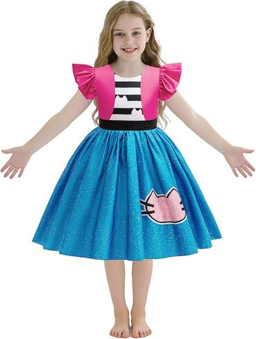 Princess Cat Costume for Girls Dollhouse Adventure Dress with Headband Kids Halloween Birthday Party Cosplay 3-8Y in Saudi Arabia