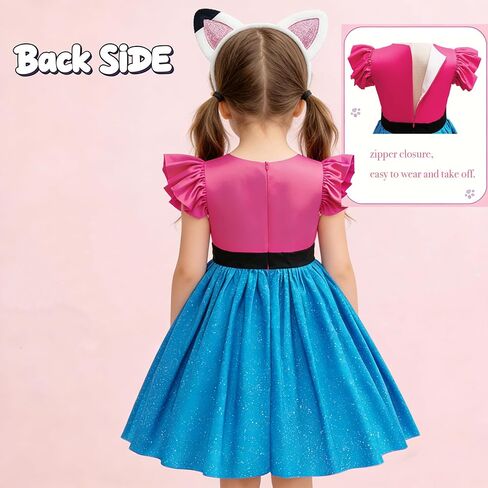 Princess Cat Costume for Girls Dollhouse Adventure Dress with Headband Kids Halloween Birthday Party Cosplay 3-8Y in Saudi Arabia