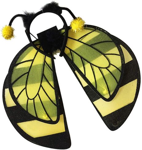 2pcs Bee Cosplay Costume with Bumble Bee Wings and Headband for Kids Honeybee Fancy Dress Up Yellow in Kuwait