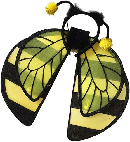 2pcs Bee Cosplay Costume with Bumble Bee Wings and Headband for Kids Honeybee Fancy Dress Up Yellow in Kuwait