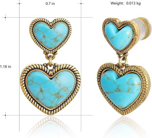 Montana West Wrangler Western Heart Jewelry Set for Women 14K Gold Turquoise Cowgirl Trendy Jewelry in Kuwait