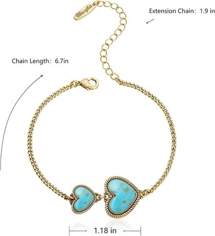 Montana West Wrangler Western Heart Jewelry Set for Women 14K Gold Turquoise Cowgirl Trendy Jewelry in Kuwait
