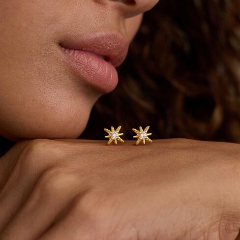 Small Gold Earring Set for Women, 3 Pairs Dainty 14K Plated Hoops, Includes Studs, Huggies and Dangle Styles, Hypoallergenic Lightweight Stackable Earrings for Multiple Piercings and Cartilage in Saudi Arabia