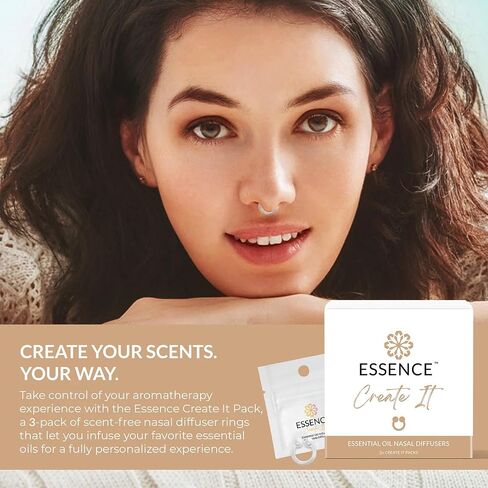 Essence Nasal Diffuser Ring | Solid Scents Essential Oils | Aromatherapy Nose Ring | Personal Scent Clip for Travel, Work & Everyday Use | Made in USA | Create It | 3 Pack in Saudi Arabia