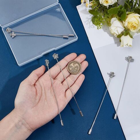 6Pcs Vintage Hat Pin 4.9 Inch Butterfly Bee Alloy Brooches Safety Lapel Pin Stick Sliver Long Handle Lapel Pins Accessories for Tie Scarf Hats Badge Brooch Decorative Jewelry in Kuwait