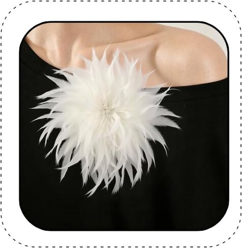 Large Feather Flower Brooch Pin for Women Men Elegant Oversize Feather Flower Floral Brooches Lapel Pins Colorful Feathers Pins Hairpin for Wedding Party Dance Banquet Shawl Dress Suit Accessories in Saudi Arabia