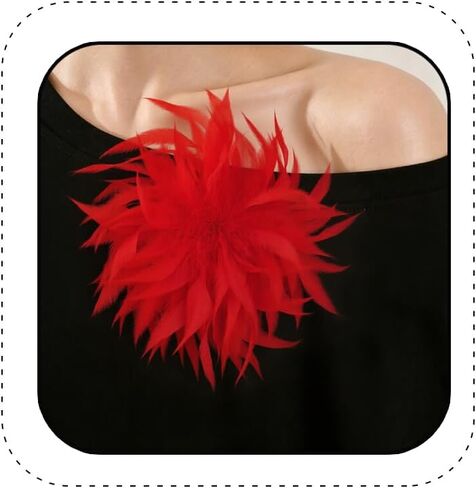 Large Feather Flower Brooch Pin for Women Men Elegant Oversize Feather Flower Floral Brooches Lapel Pins Colorful Feathers Pins Hairpin for Wedding Party Dance Banquet Shawl Dress Suit Accessories in Kuwait