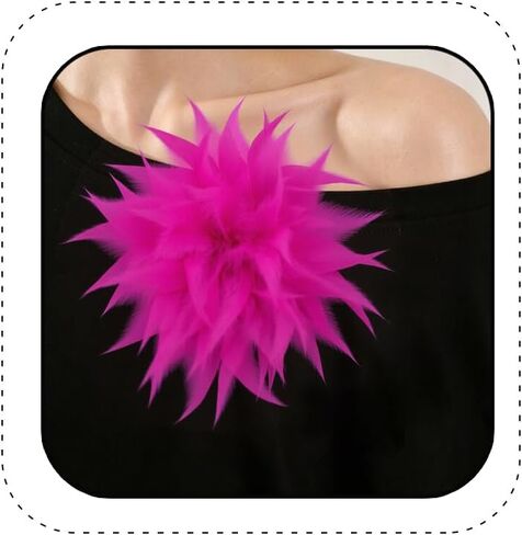 Large Feather Flower Brooch Pin for Women Men Elegant Oversize Feather Flower Floral Brooches Lapel Pins Colorful Feathers Pins Hairpin for Wedding Party Dance Banquet Shawl Dress Suit Accessories in Kuwait