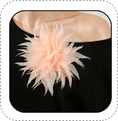 Large Feather Flower Brooch Pin for Women Men Elegant Oversize Feather Flower Floral Brooches Lapel Pins Colorful Feathers Pins Hairpin for Wedding Party Dance Banquet Shawl Dress Suit Accessories in Kuwait