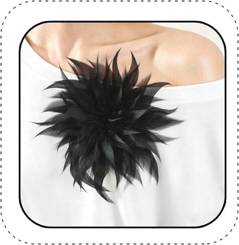 Large Feather Flower Brooch Pin for Women Men Elegant Oversize Feather Flower Floral Brooches Lapel Pins Colorful Feathers Pins Hairpin for Wedding Party Dance Banquet Shawl Dress Suit Accessories in Kuwait