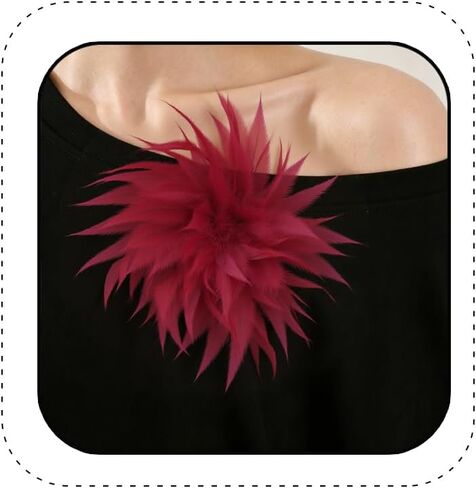 Large Feather Flower Brooch Pin for Women Men Elegant Oversize Feather Flower Floral Brooches Lapel Pins Colorful Feathers Pins Hairpin for Wedding Party Dance Banquet Shawl Dress Suit Accessories in Kuwait