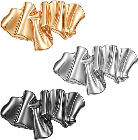 3 Pcs Gold Irregular Brooches, Metal Silver Black Pleated Abstract Irregular-Shaped Pins for Clothes Exquisite Brooches & Pins Decorations for Women Fashion Weddings Suit Dress Clothing Accesso in Saudi Arabia