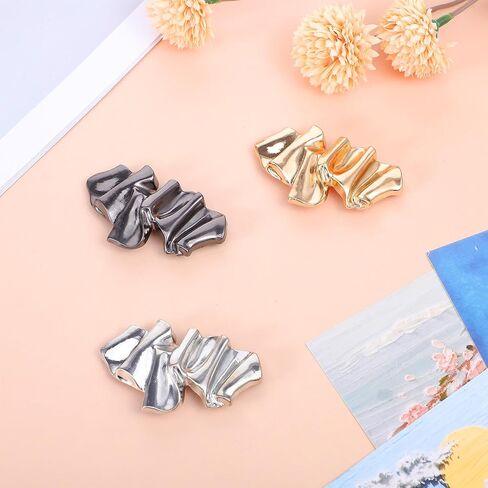 3 Pcs Gold Irregular Brooches, Metal Silver Black Pleated Abstract Irregular-Shaped Pins for Clothes Exquisite Brooches & Pins Decorations for Women Fashion Weddings Suit Dress Clothing Accesso in Saudi Arabia