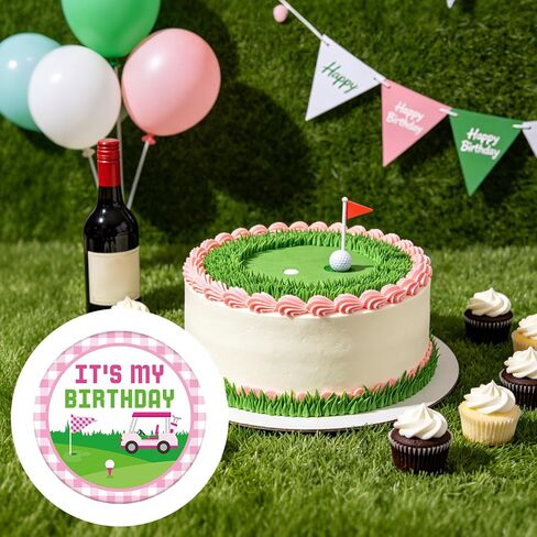 Mikovivi It's My Birthday Pin, 2.3in Pink Golf Cart Theme Happy Birthday Badge Button Brooch for Women Men Adults Party Decor & Gift in Kuwait