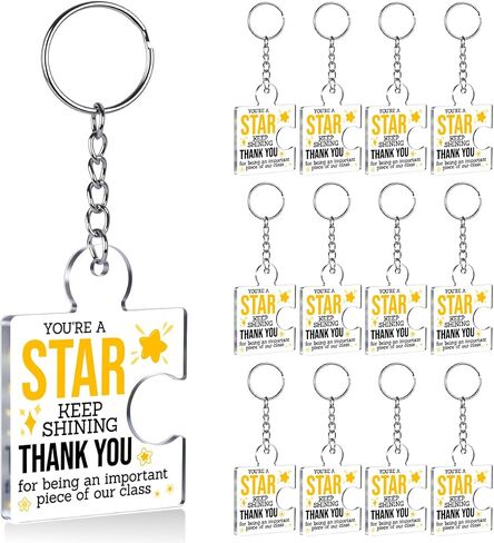 Inspirational Star Keychain Gifts Bulk, 12 Pcs End of Year Student Gifts from Teacher Bulk, Cute Graduation Gift for Students, You're A Star Keep Shining Acrylic Puzzle Piece Keychains in Kuwait