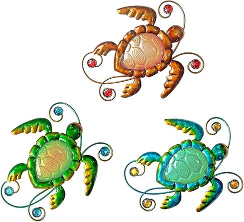 VividLadybug Metal Turtle Sea Wall Decor Outdoor Garden Hanging Art Sculptures Home Ocean Theme Decorations for Kitchen Fence Bathroom and Pool, 3Pcs in Saudi Arabia