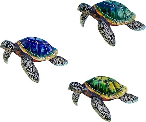 VividLadybug Metal Turtle Sea Wall Decor Outdoor Garden Hanging Art Sculptures Home Ocean Theme Decorations for Kitchen Fence Bathroom and Pool, 3Pcs in Saudi Arabia