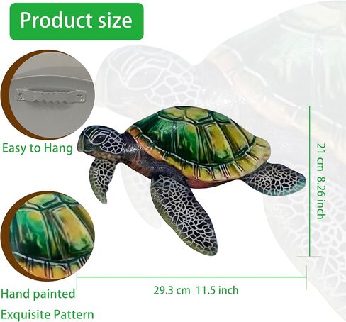 VividLadybug Metal Turtle Sea Wall Decor Outdoor Garden Hanging Art Sculptures Home Ocean Theme Decorations for Kitchen Fence Bathroom and Pool, 3Pcs in Saudi Arabia